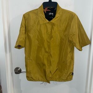 Stussy small yellow polyester Neilson Coach S/S pockets floral lined jacket